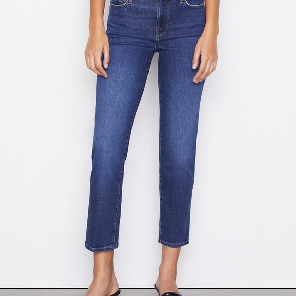 FRAME Denim - Le Nouveau Straight Cropped Jeans - Size 26 in Dawson (Dark Wash) - Picture 2 of 12